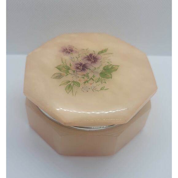 Vintage Genuine Alabaster Hand Carved Made in Italy Hinged Trinket/Jewelry Box - Picture 1 of 12